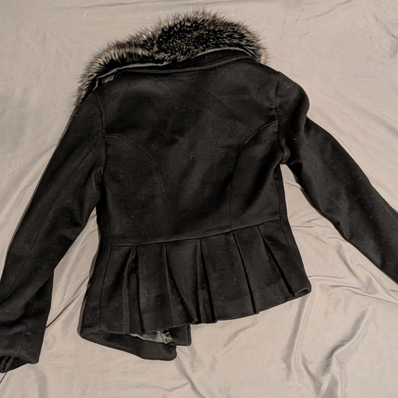 Cache Black Teddy Jacket Faux Fur Collar Y2K Cozy Glam Winter Coat - Picture 7 of 7